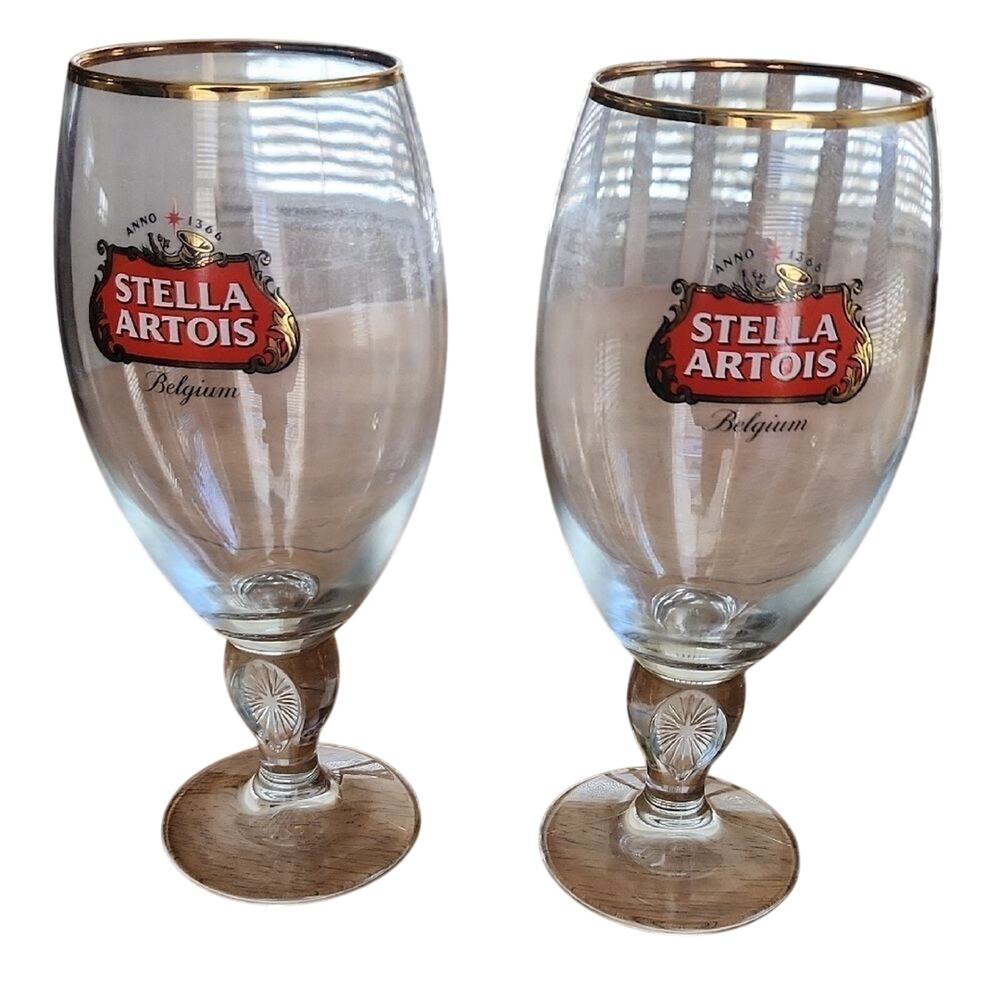 Stella Artois Gold Rimmed Beer Glass Set